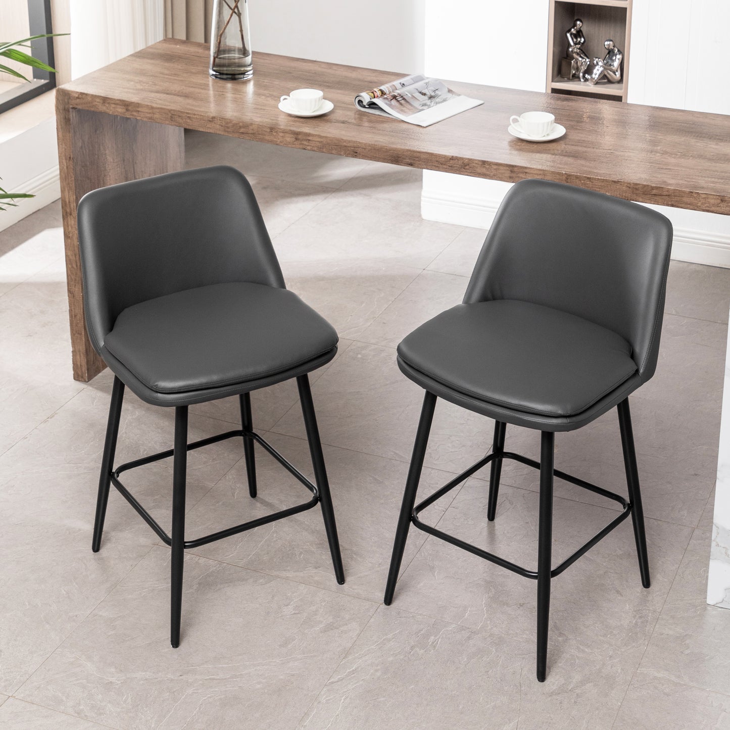 Yareli Bar Stool, Set of 2 (Gray)