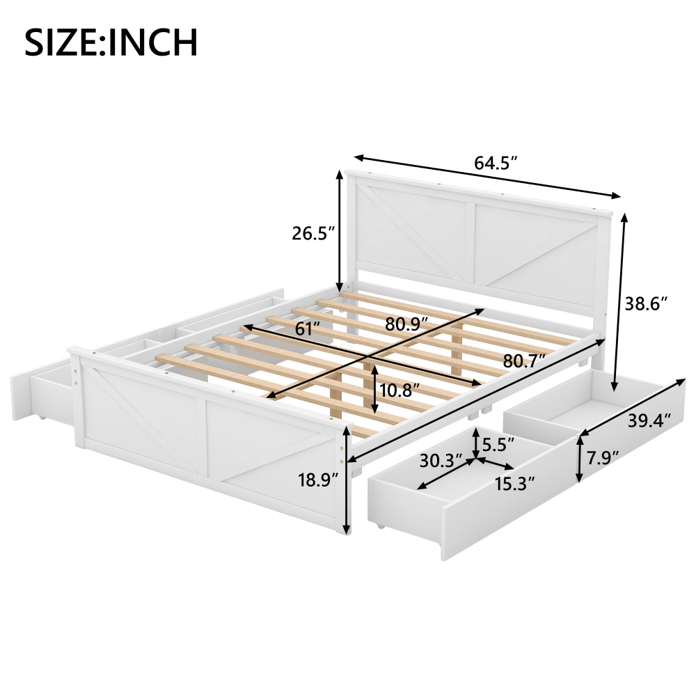 Castro Bed Frame, Queen (White)