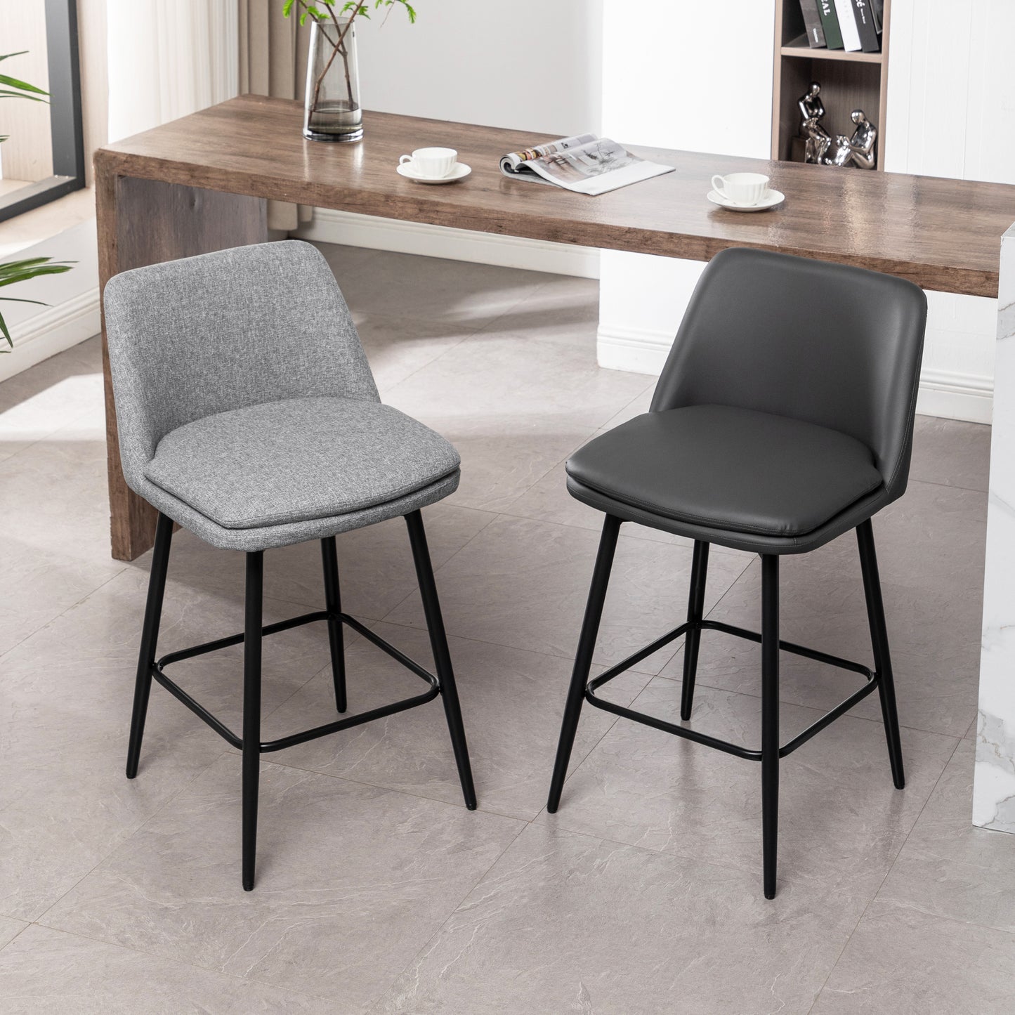 Yareli Bar Stool, Set of 4 (Light Gray )