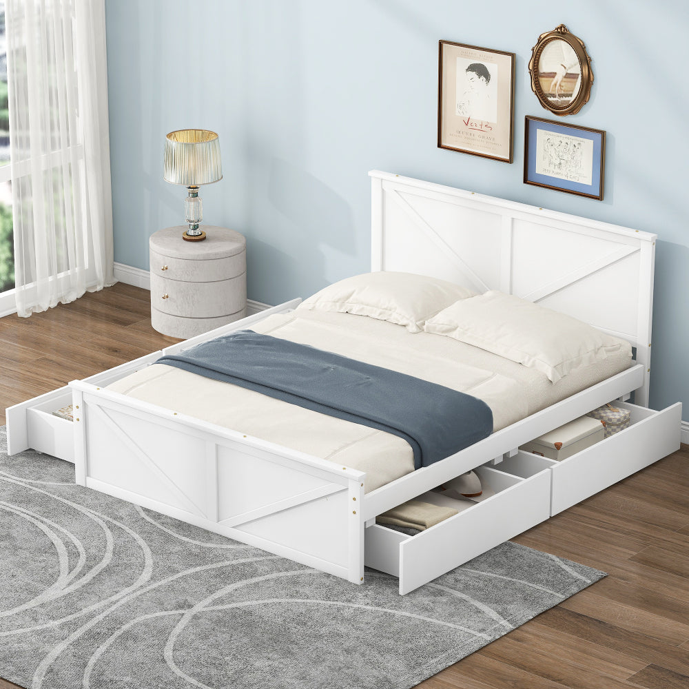 Castro Bed Frame, Queen (White)
