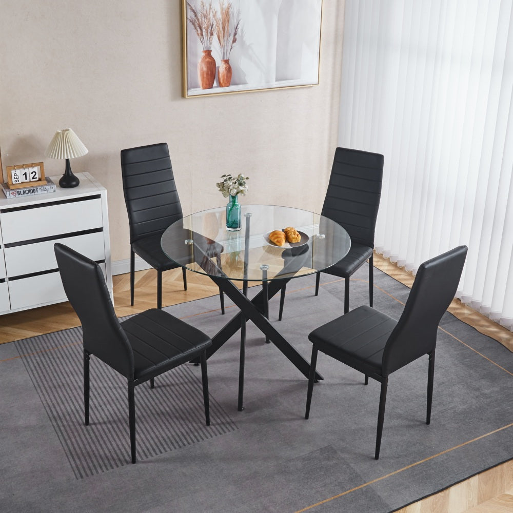 Eden Dining Set, Set of 5 (Black)