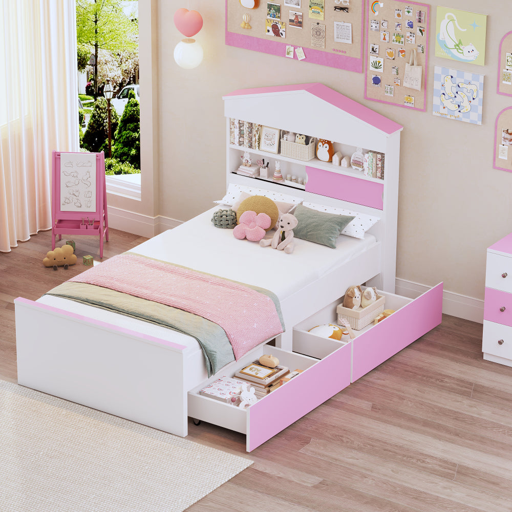 Cabrera Kids Bed, Twin (Pink)