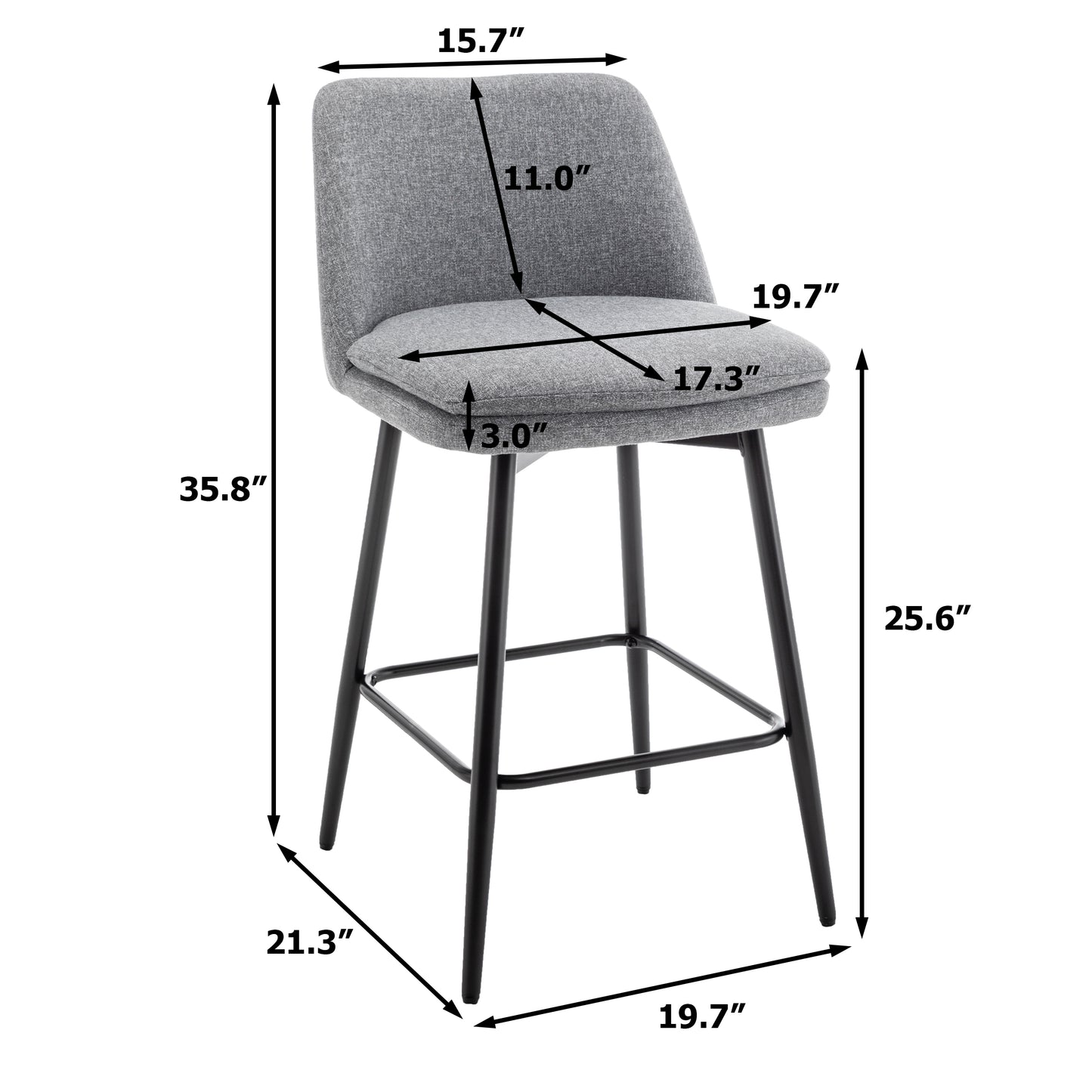Yareli Bar Stool, Set of 4 (Light Gray )