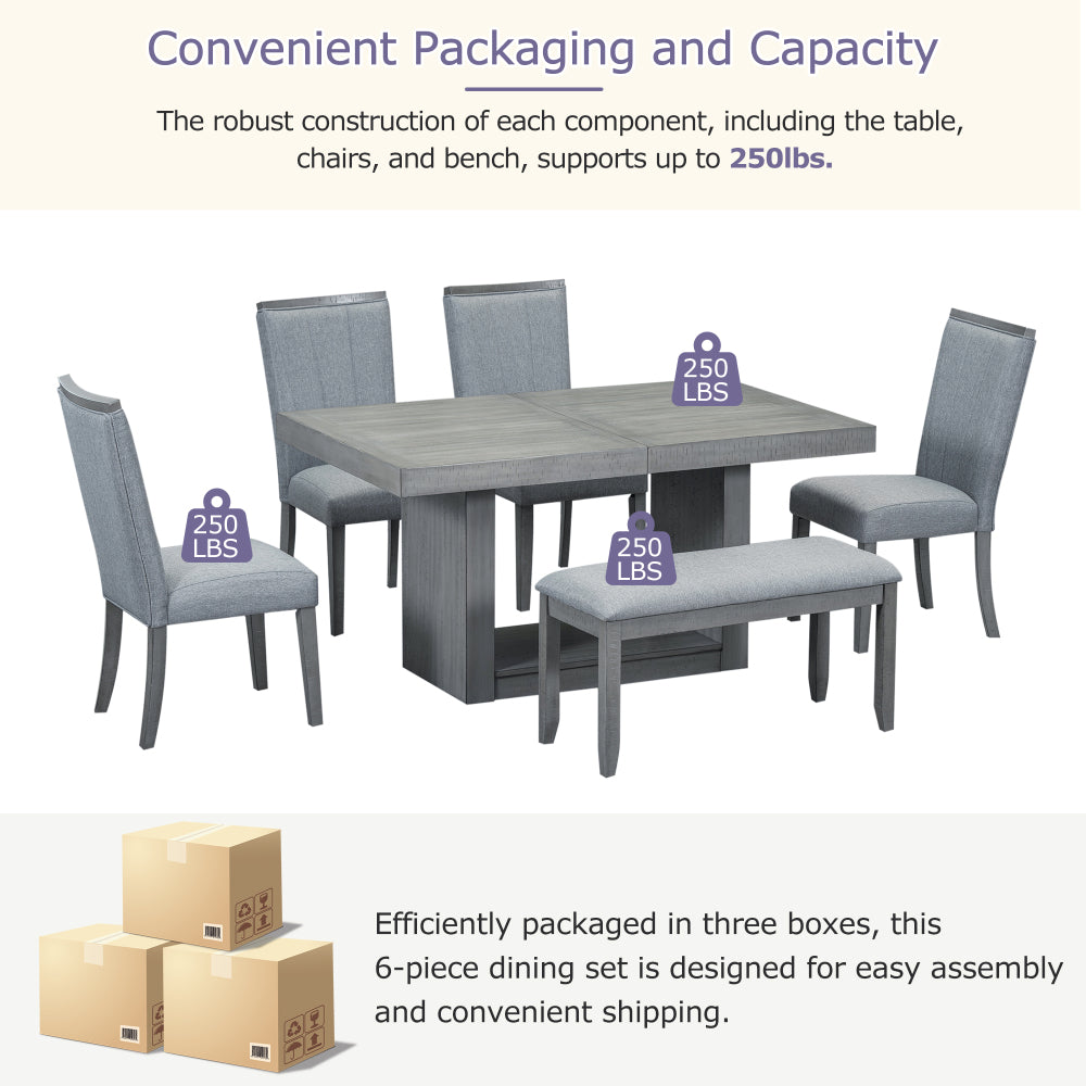 French Dining Set, Set of 6 (Grey)