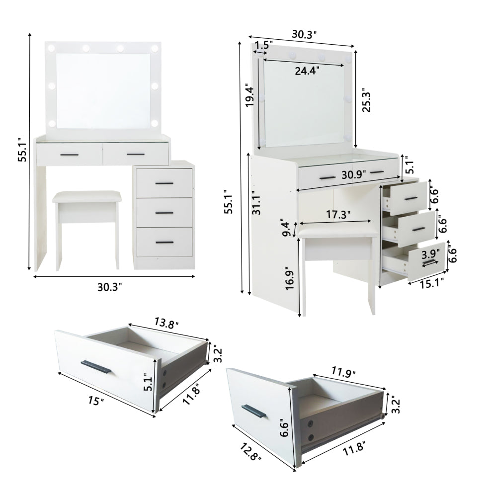 Ariana Vanity Desk, White