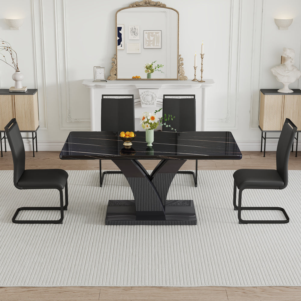 Harvey Dining Set, Set of 5 (Black)