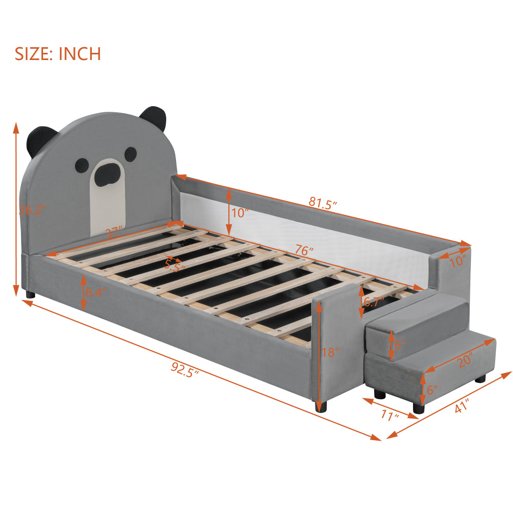 Delgado Kids Bed, Twin (Grey)