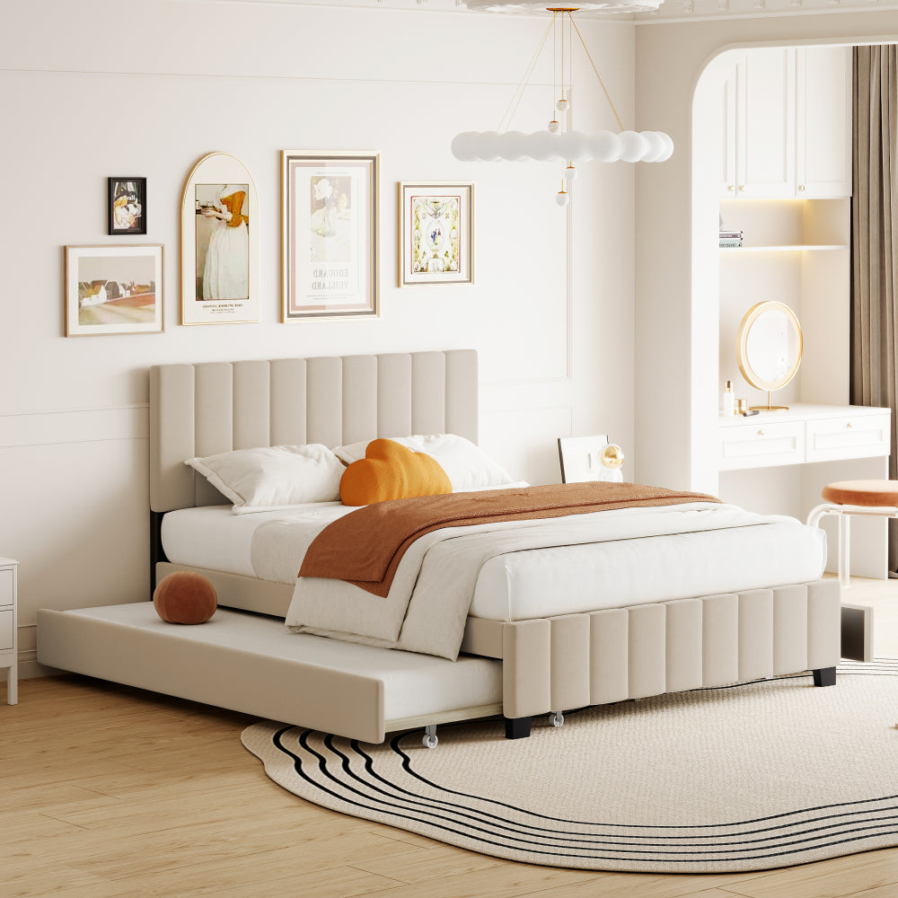 Spencer Bed, Queen (Beige)
