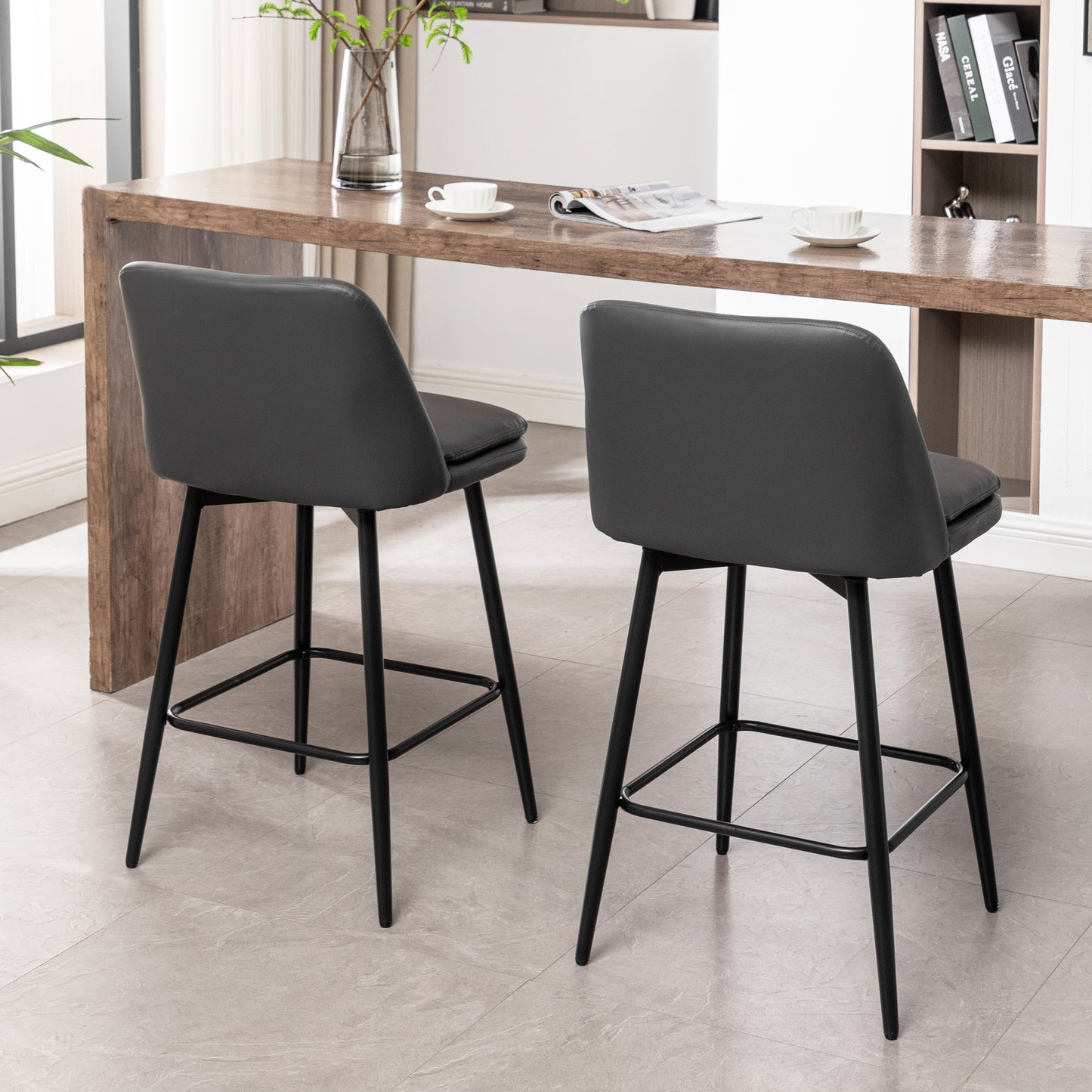 Yareli Bar Stool, Set of 2 (Gray)