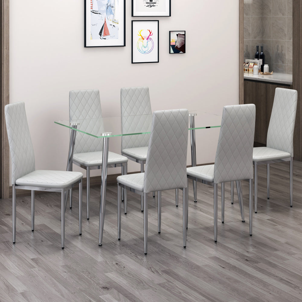 Gordon Dining Set, Set of 7 (Light Gray)