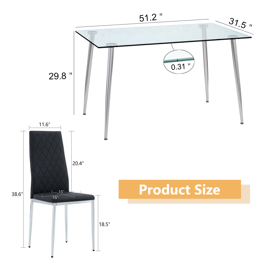 Gordon Dining Set, Set of 7 (Black)