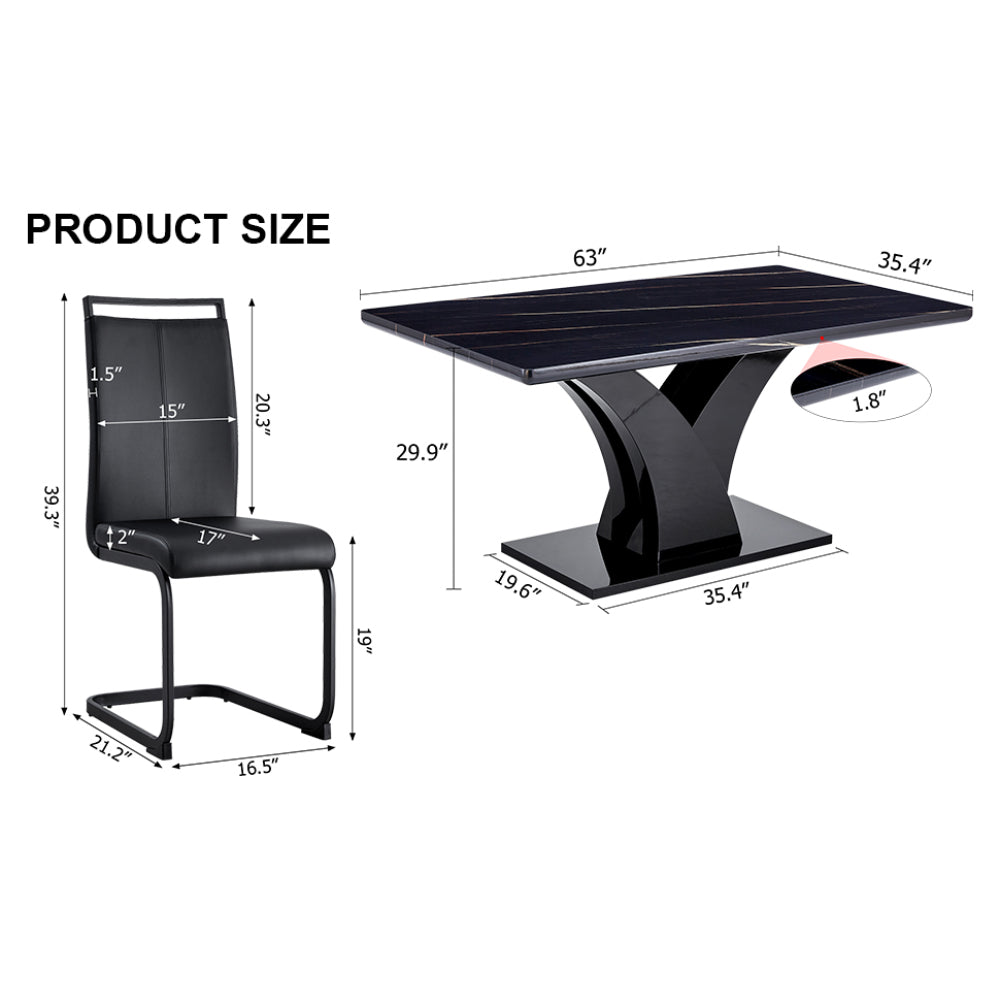 Harvey Dining Set, Set of 7 (Black)