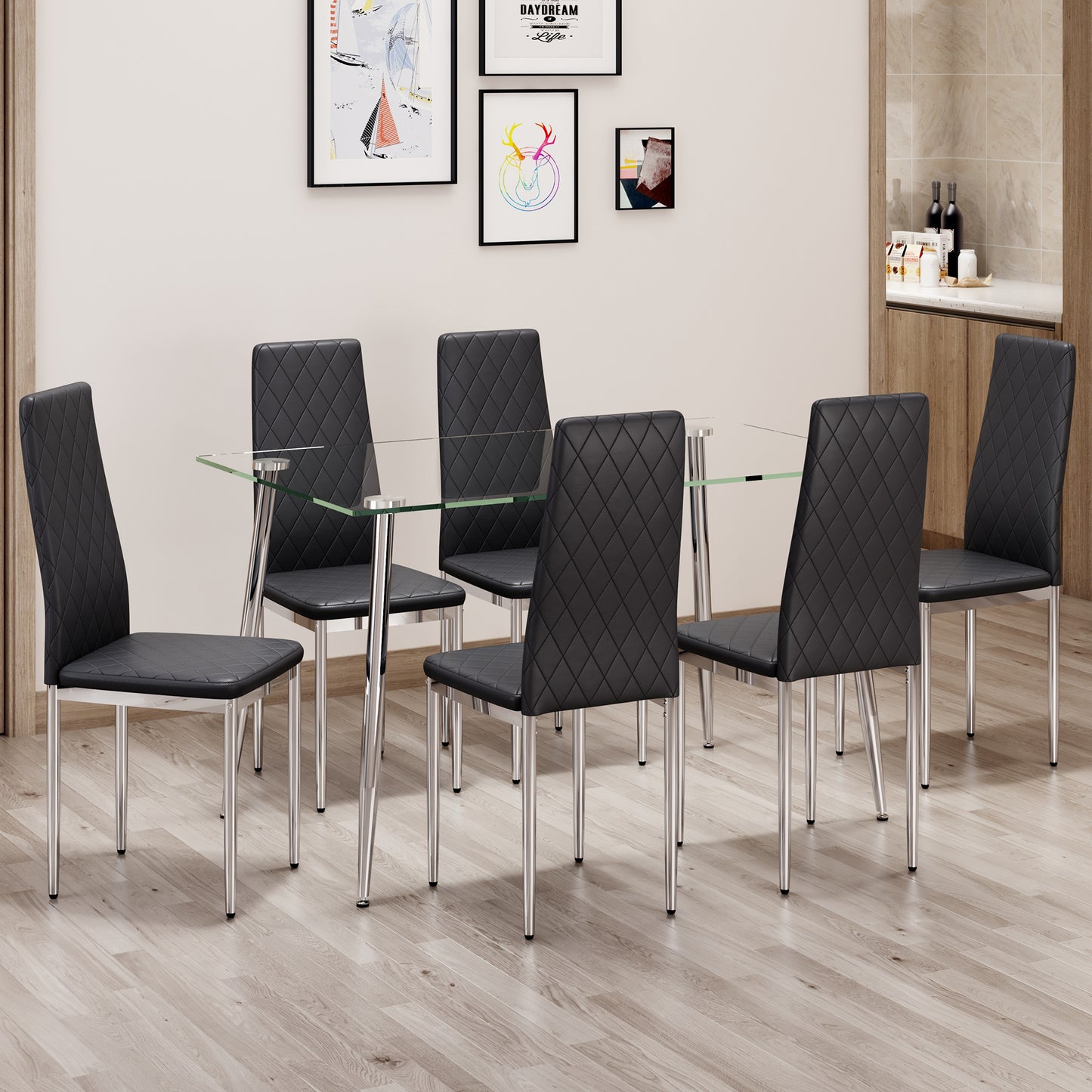 Gordon Dining Set, Set of 7 (Black)