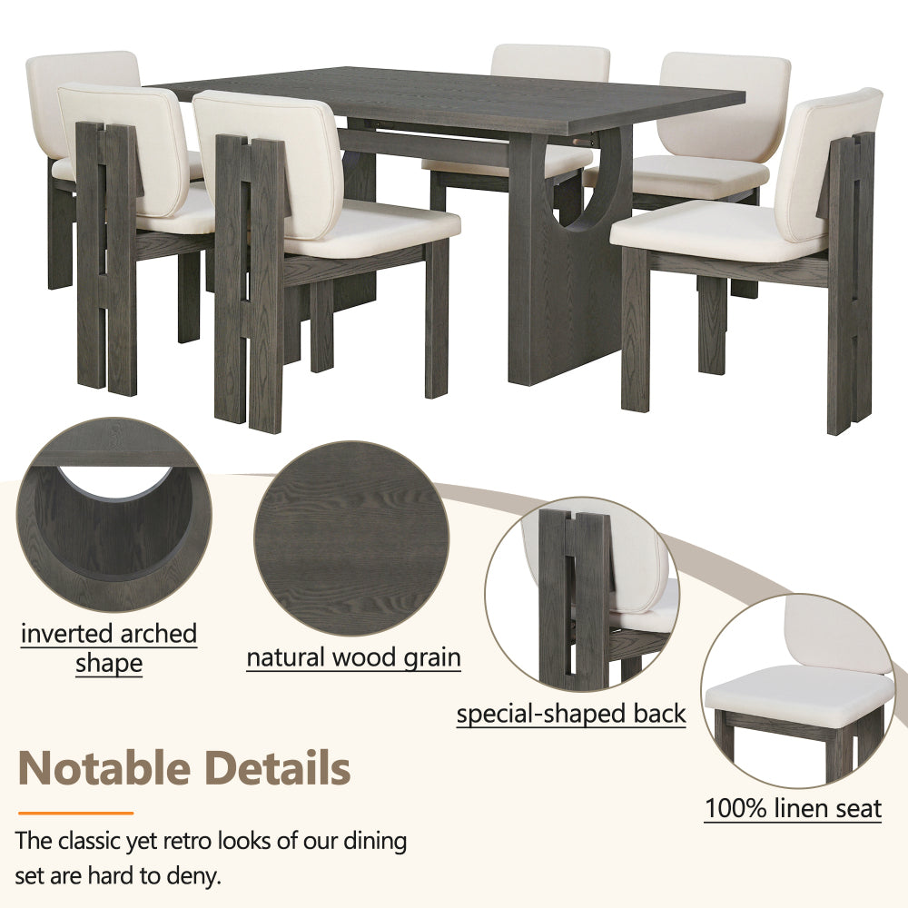 Pineda Dining Set, Set of 7 (Grey)