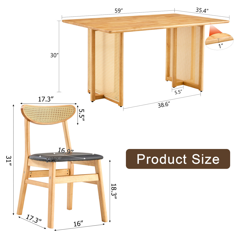 Estes Dining Set, Set of 5 (Natural)
