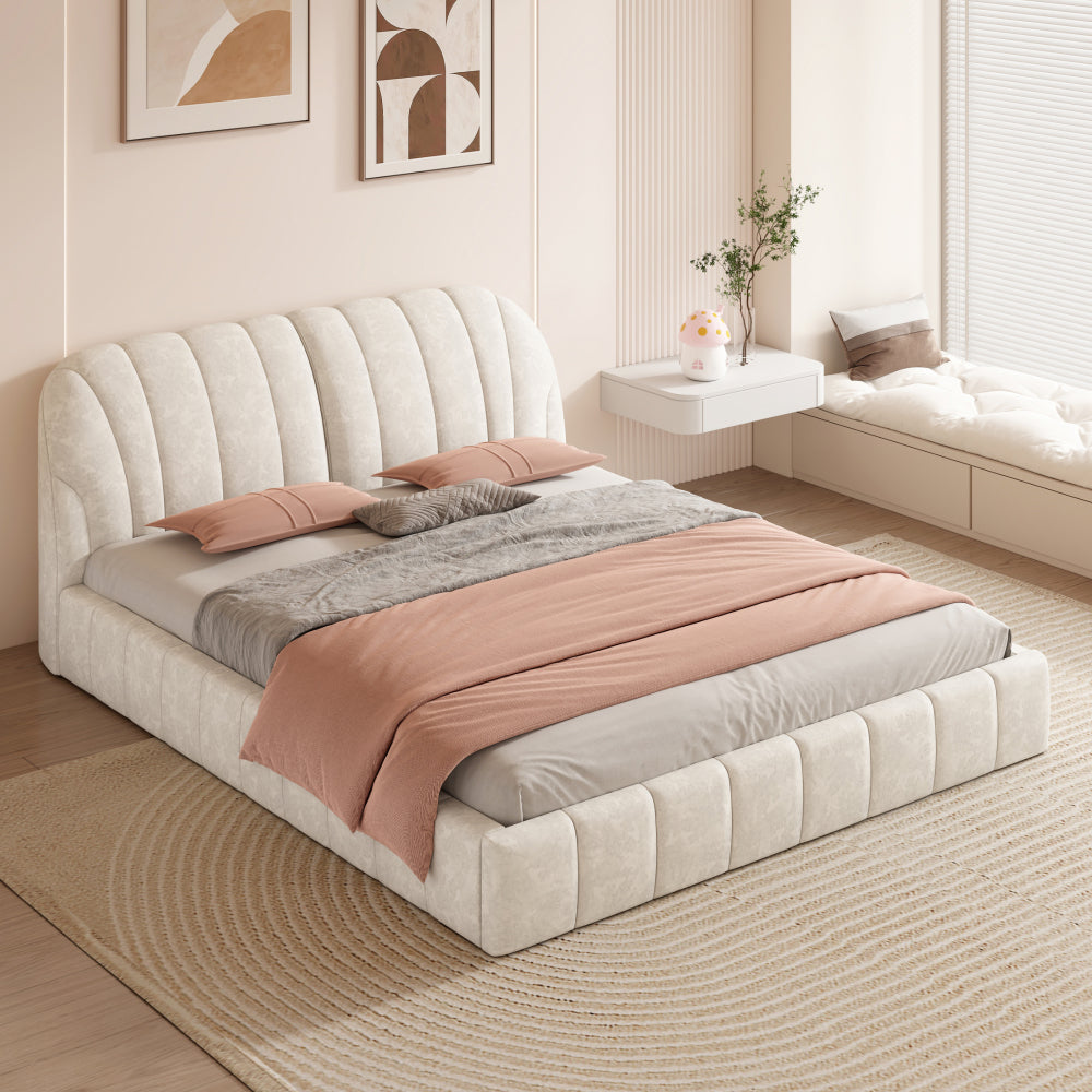 Walters Bed Frame, Queen (Beige)