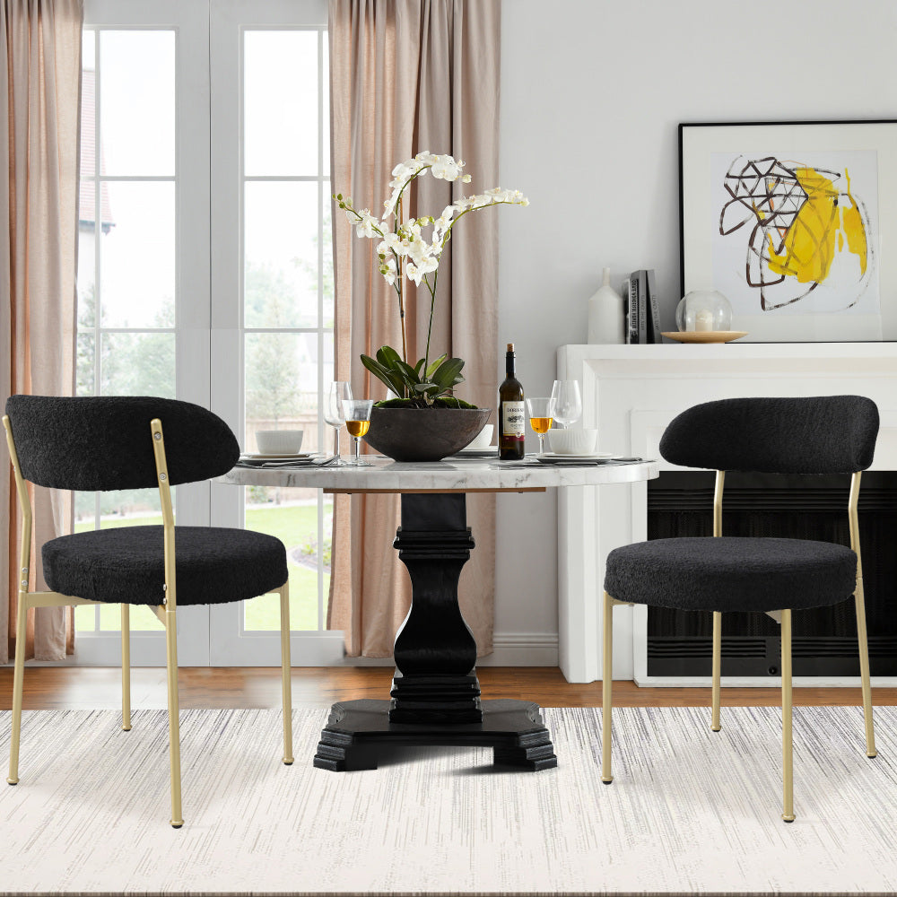 Amari Dining Chair, Set of 2 (Black+Gold)