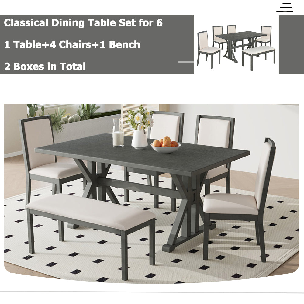 Valencia Dining Set, Set of 6 (Grey)