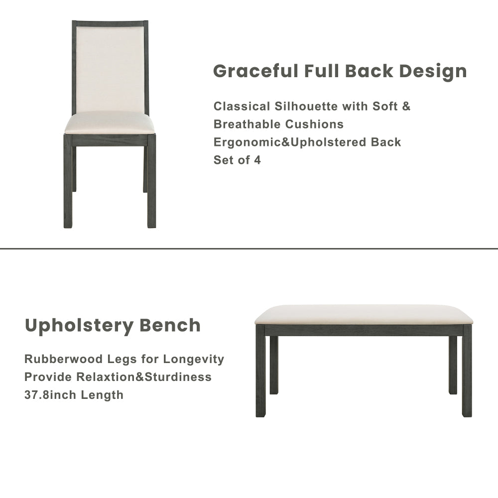 Valencia Dining Set, Set of 6 (Grey)