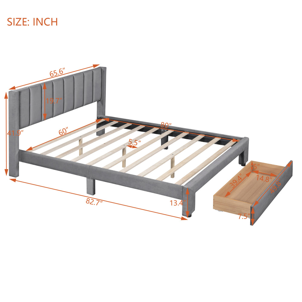 Russo Bed, Queen (Grey)