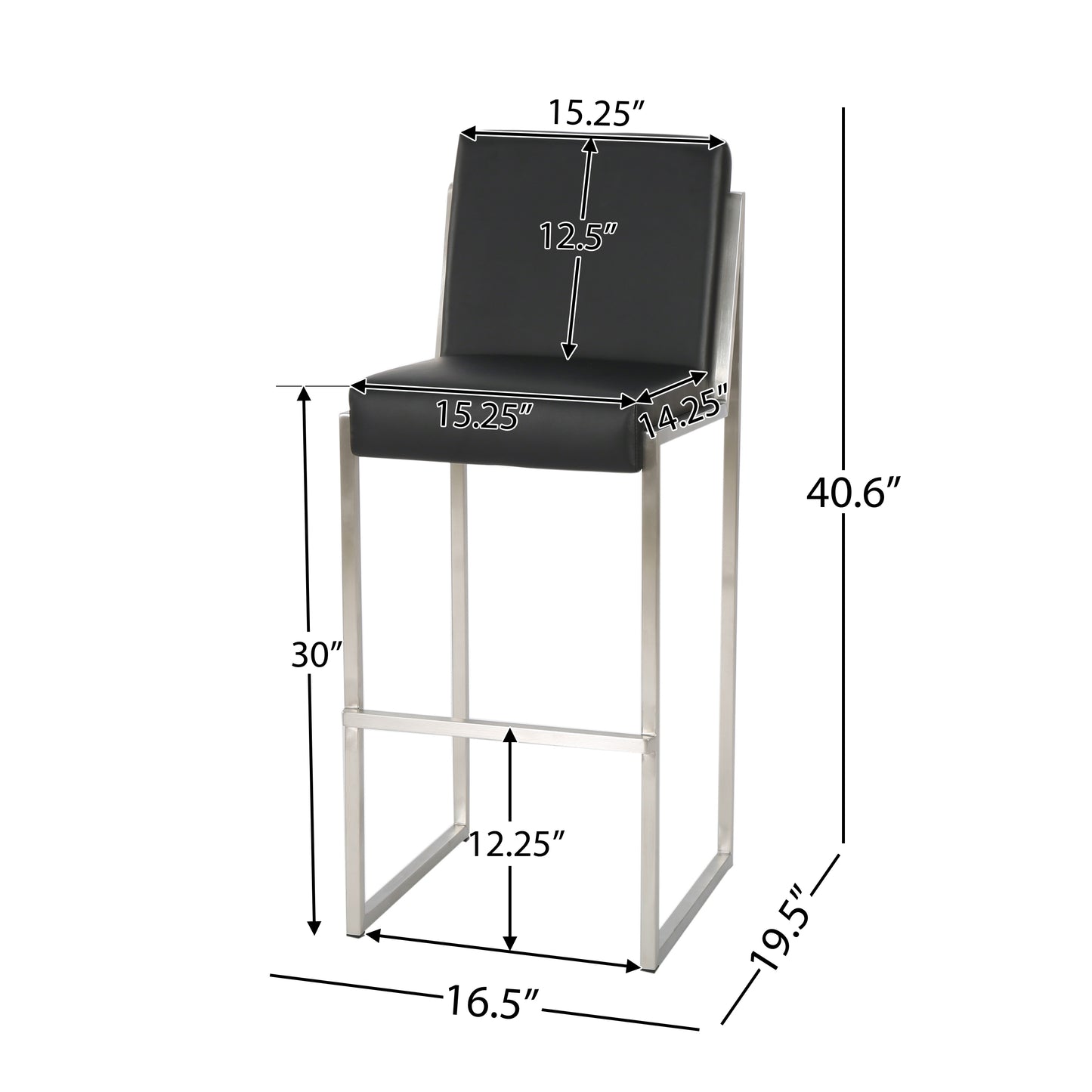 Knox Bar Stool, Set of 2 (Black)