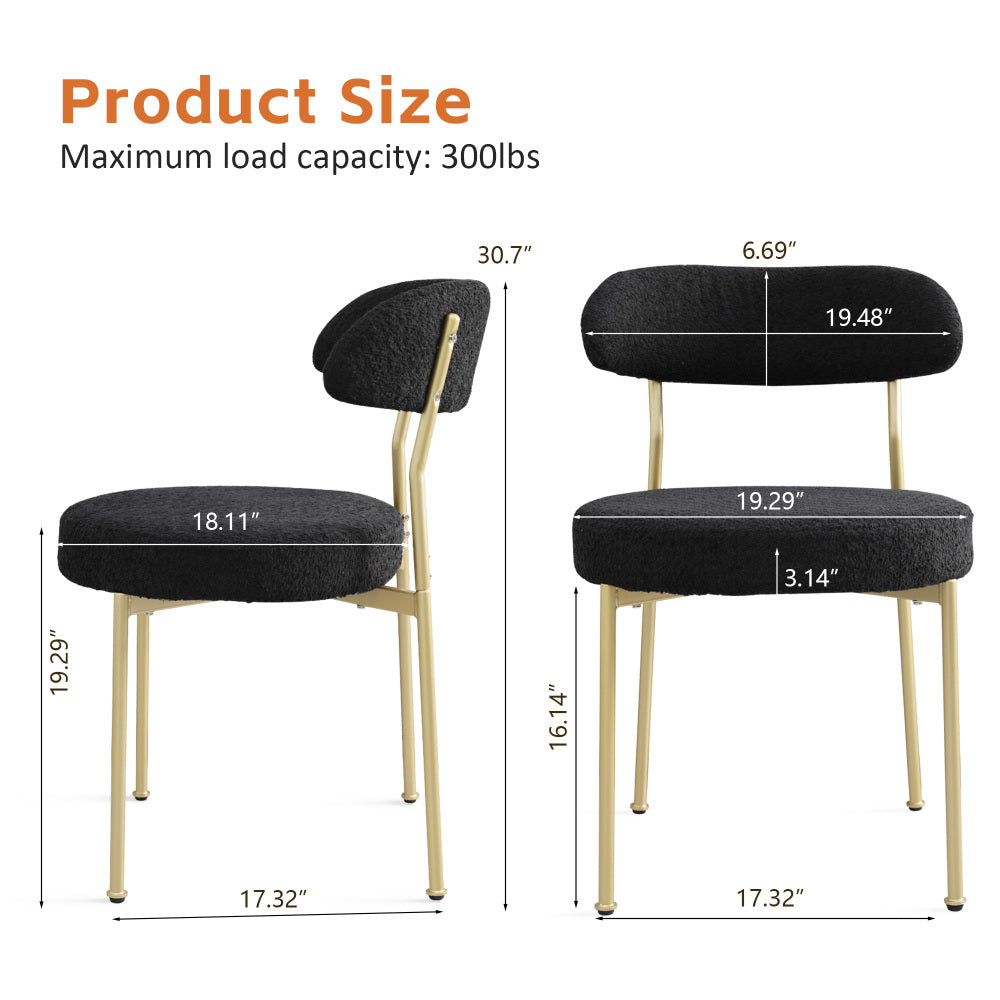 Amari Dining Chair, Set of 2 (Black+Gold)