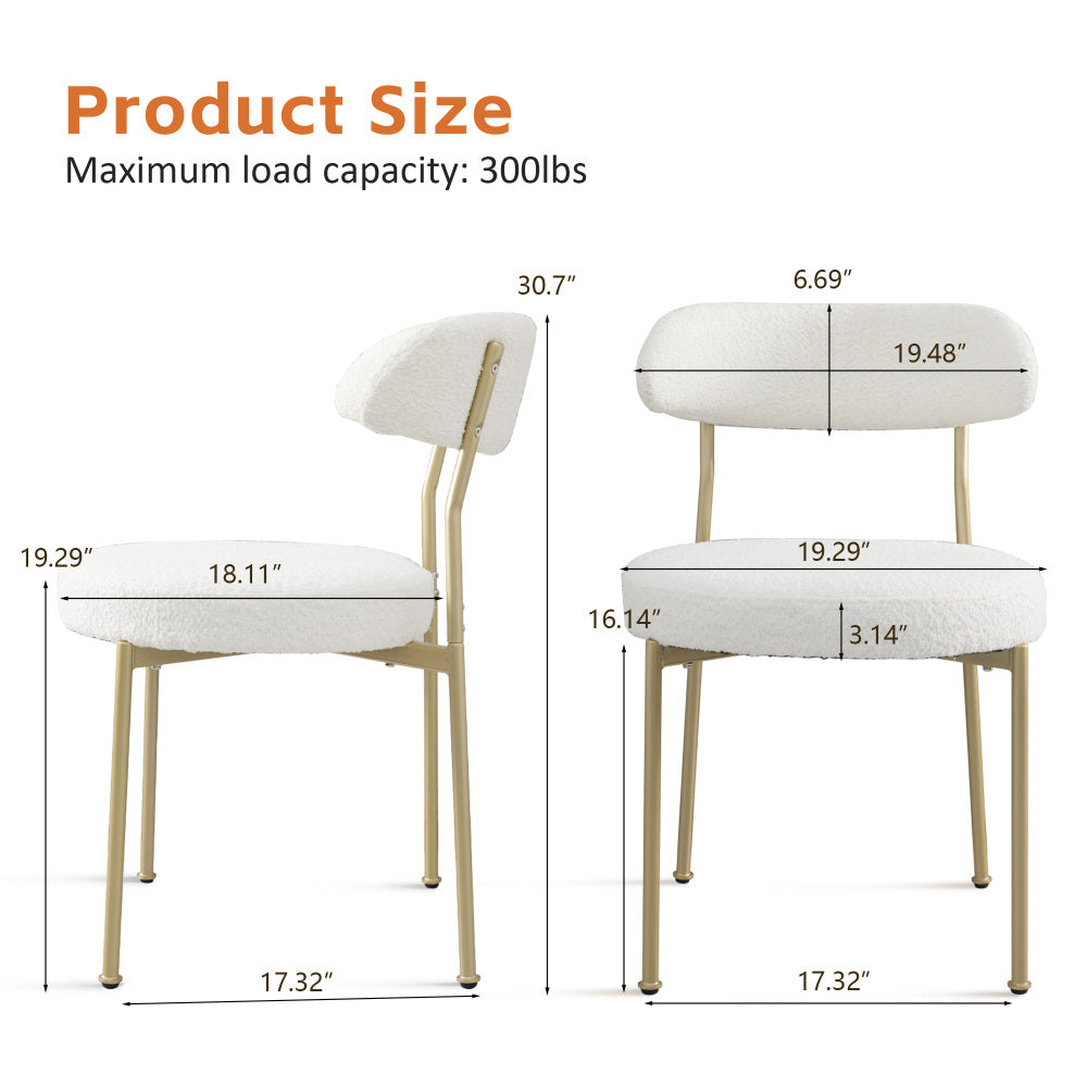 Amari Dining Chair, Set of 2 (White+Gold)