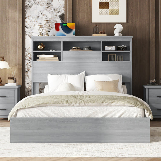 Owen Bed Frame, Queen (Light Gray)