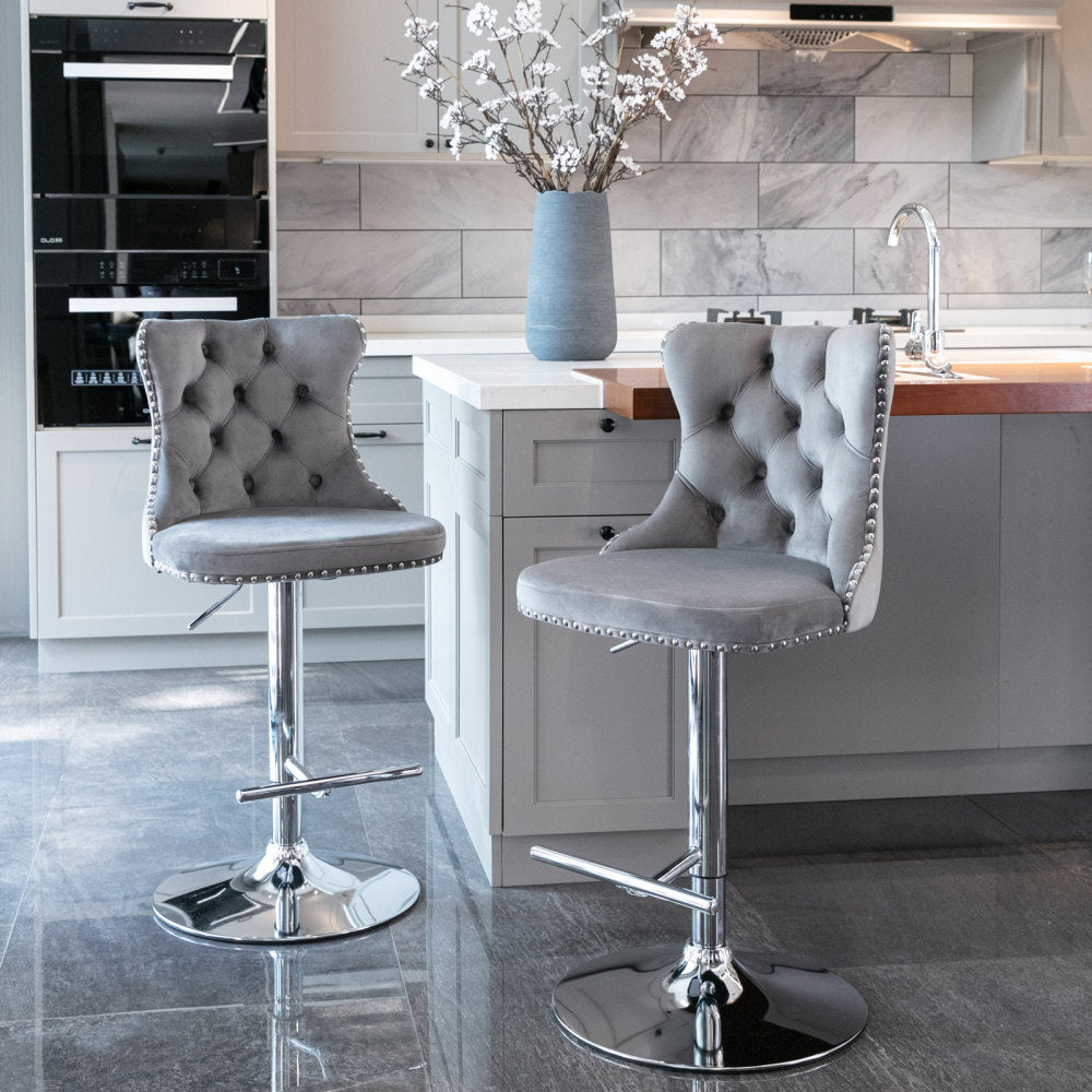 Clayton Bar Stool, Set of 2 (Grey)