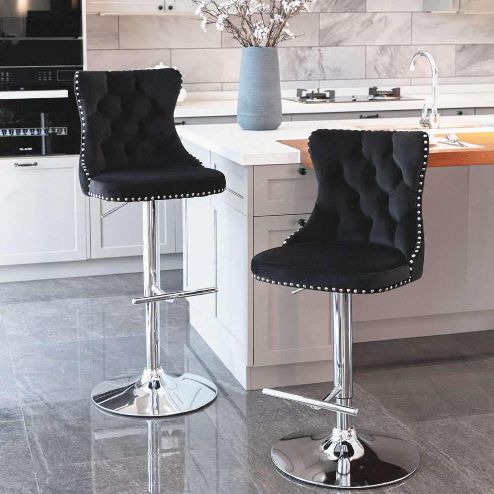 Clayton Bar Stool, Set of 2 (Black)