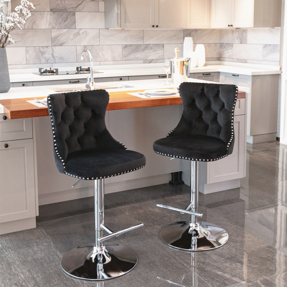 Clayton Bar Stool, Set of 2 (Black)