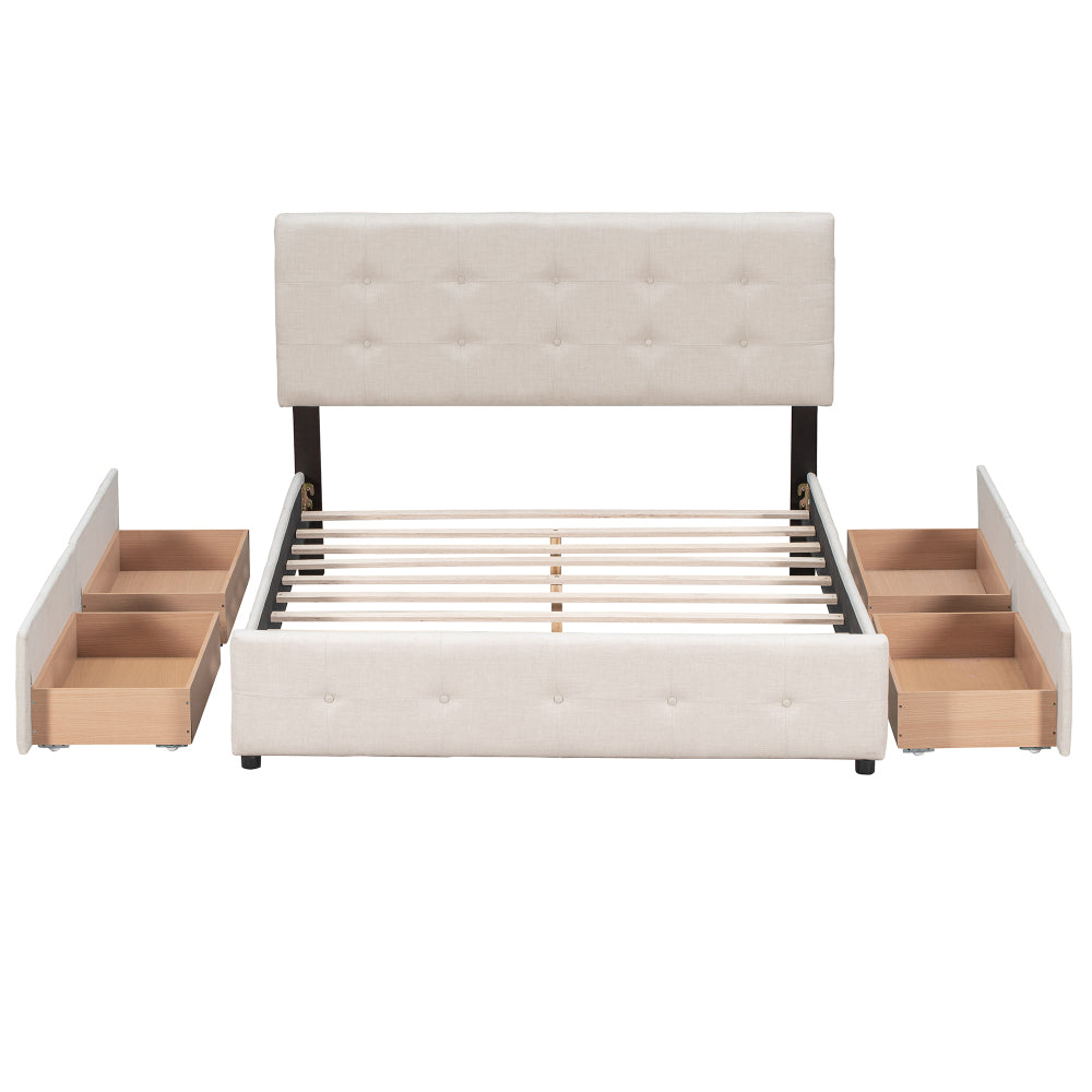 Kamden Bed Frame, Queen (Beige)