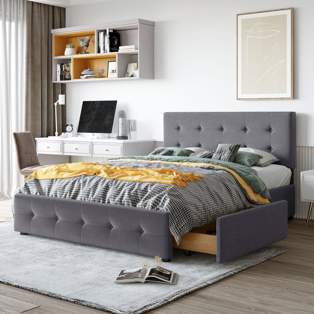 Kamden Bed Frame, Queen (Grey)