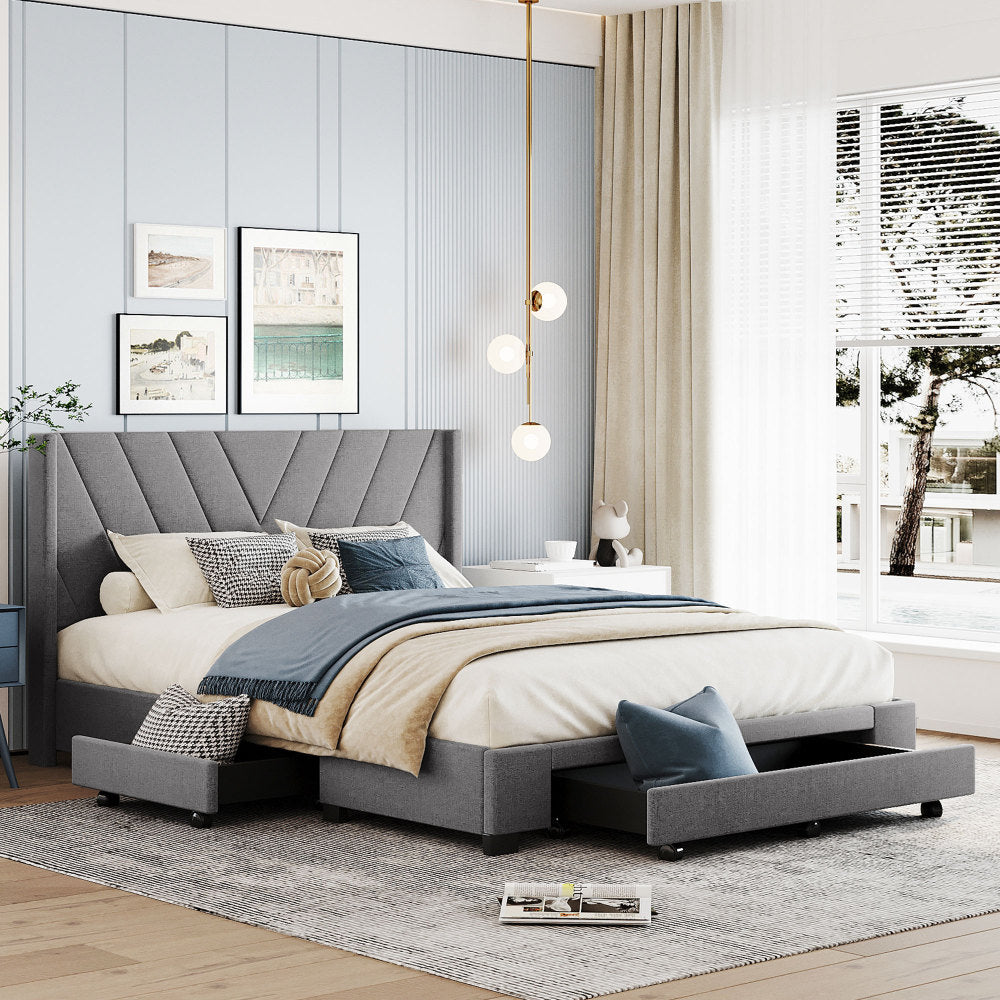 Derrick Bed Frame, Queen (Grey)