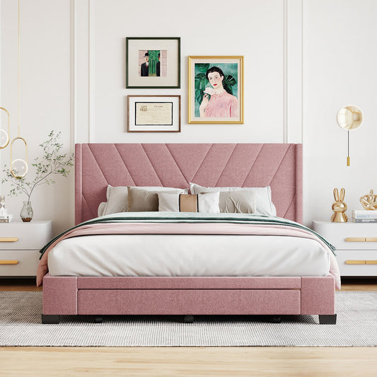 Derrick Bed Frame, Queen (Pink)