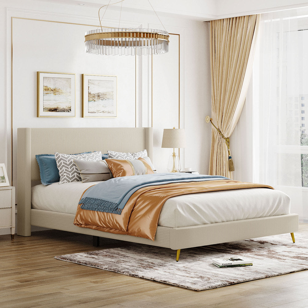 Malani Bed Frame, Queen (Beige)