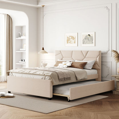 Rivera Bed Frame, Queen (Beige)