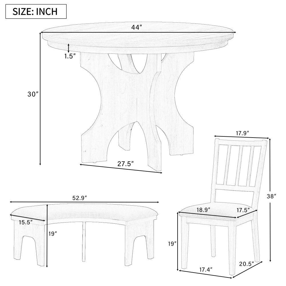 Guzman Dining Set, Set of 5 (Natural)