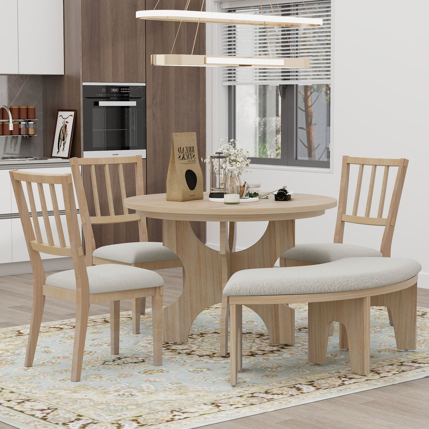 Guzman Dining Set, Set of 5 (Natural)