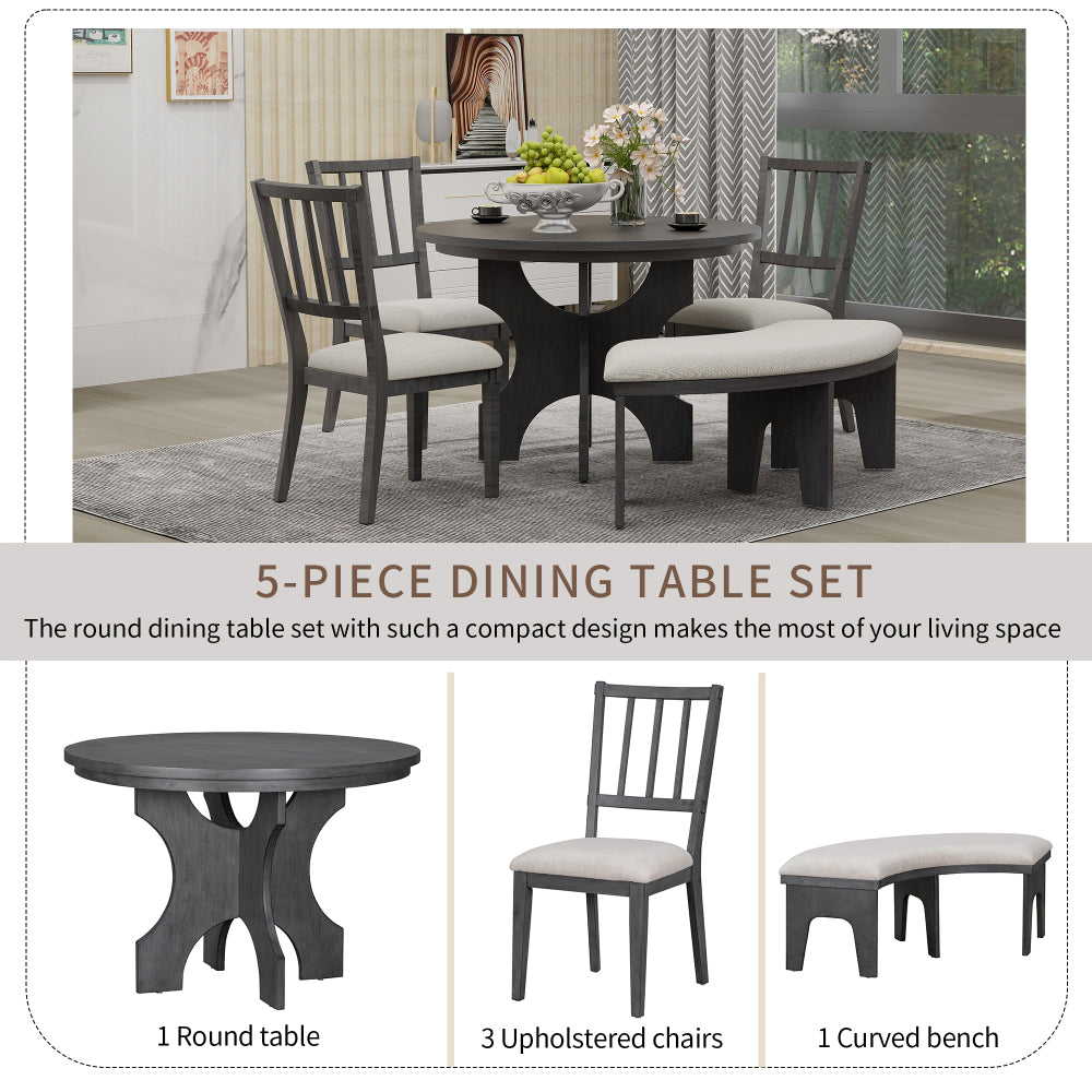 Guzman Dining Set, Set of 5 (Grey)