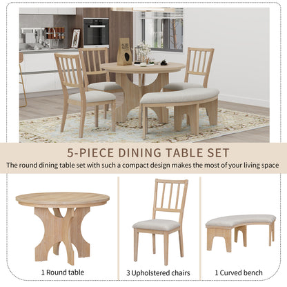 Guzman Dining Set, Set of 5 (Natural)