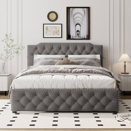 Jasmine Bed Frame, Queen (Grey)