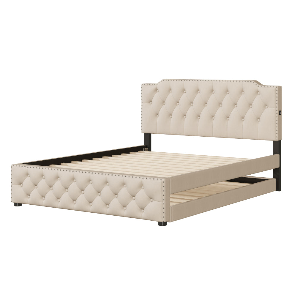 Jasmine Bed Frame, Queen (Beige)