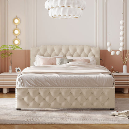Jasmine Bed Frame, Queen (Beige)
