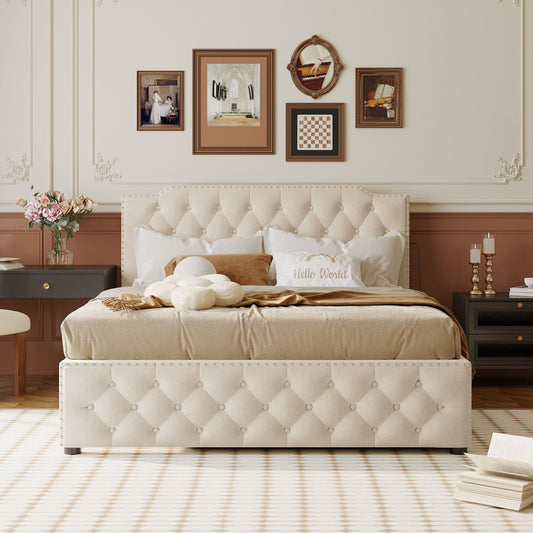 Jasmine Bed Frame, Queen (Beige)