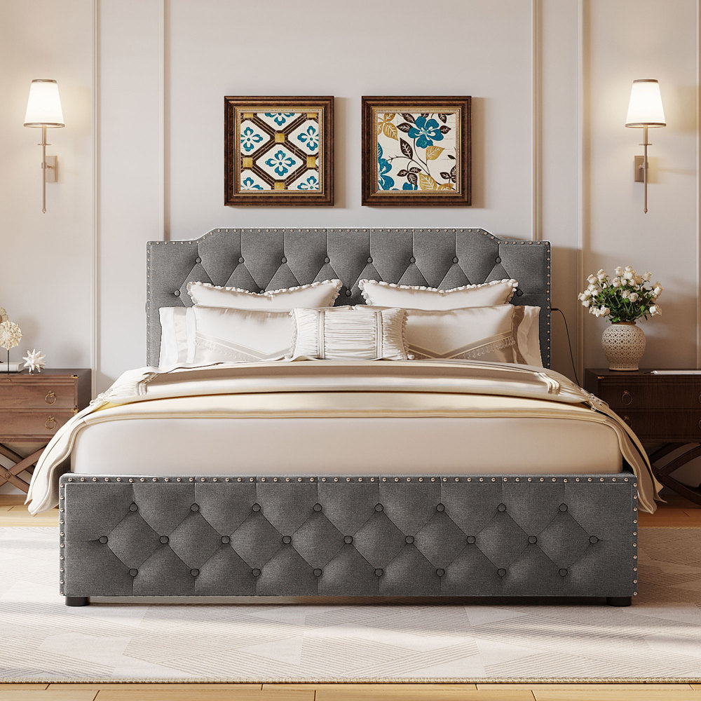 Jasmine Bed Frame, Queen (Grey)