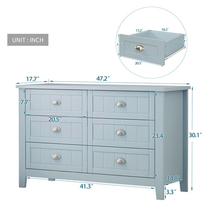 Kamryn Dresser, 6 Drawers (Grayish Blue)