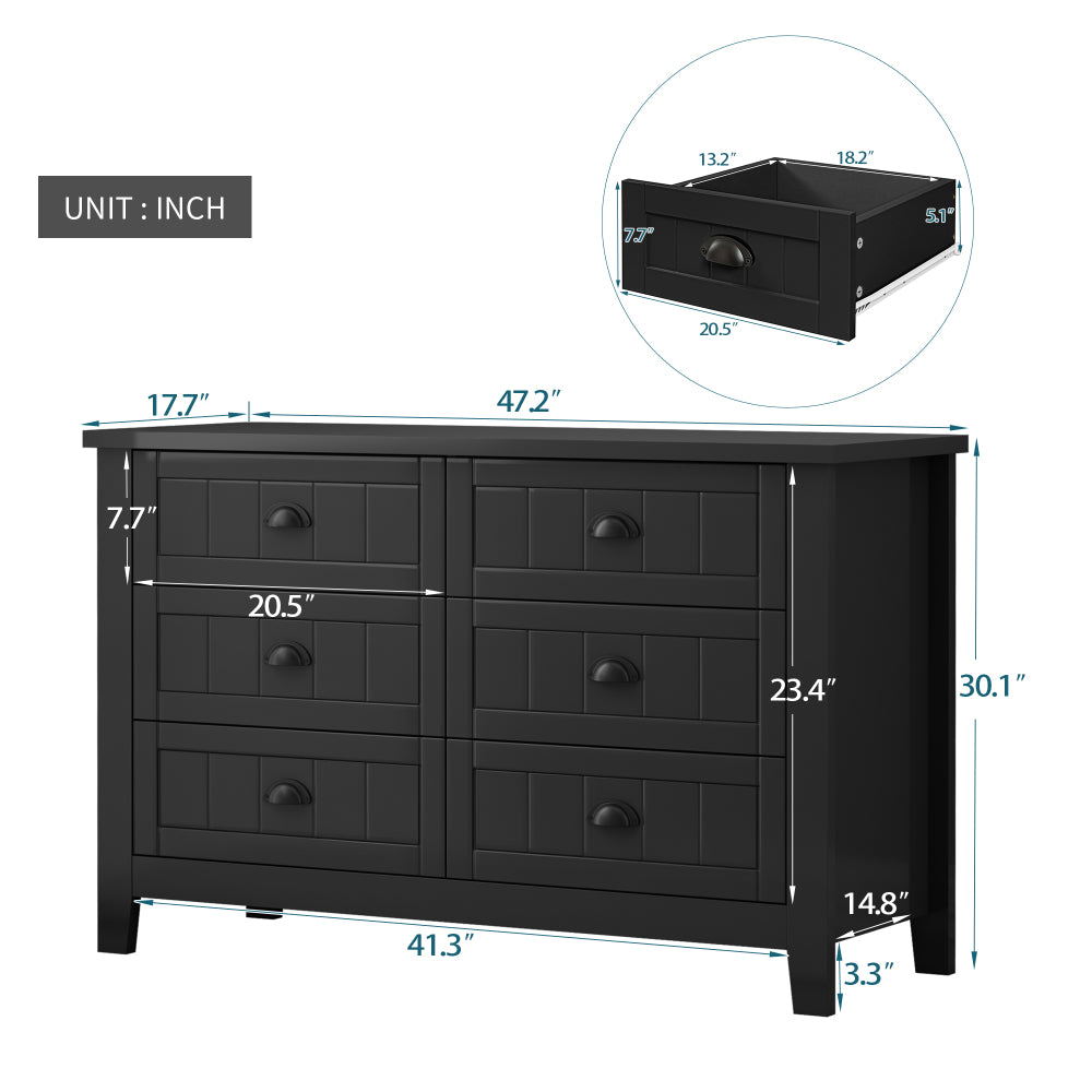 Kamryn Dresser, 6 Drawers (Black)