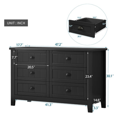 Kamryn Dresser, 6 Drawers (Black)