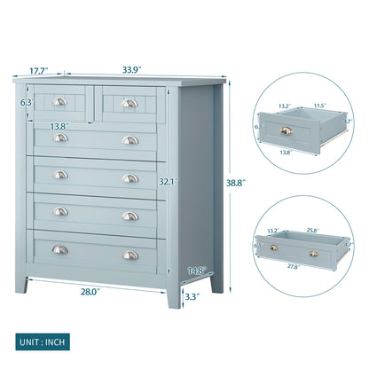 Kamryn Dresser, 6 Drawers (Grayish Blue)